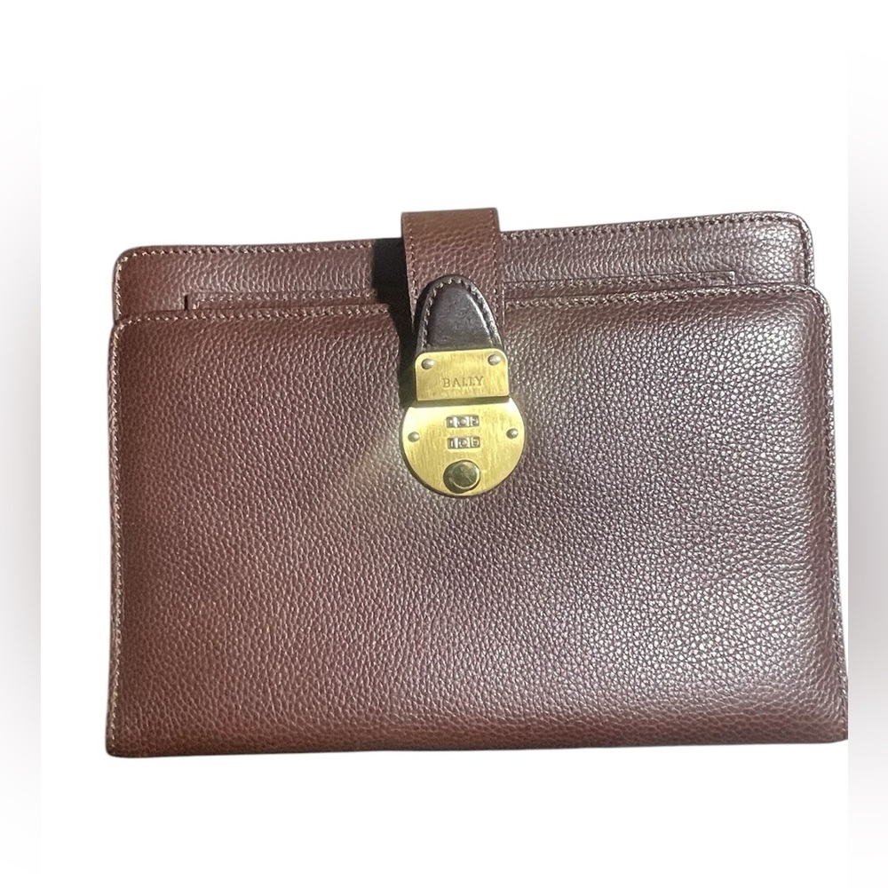 vintage leather bally wristlet clutch with lock